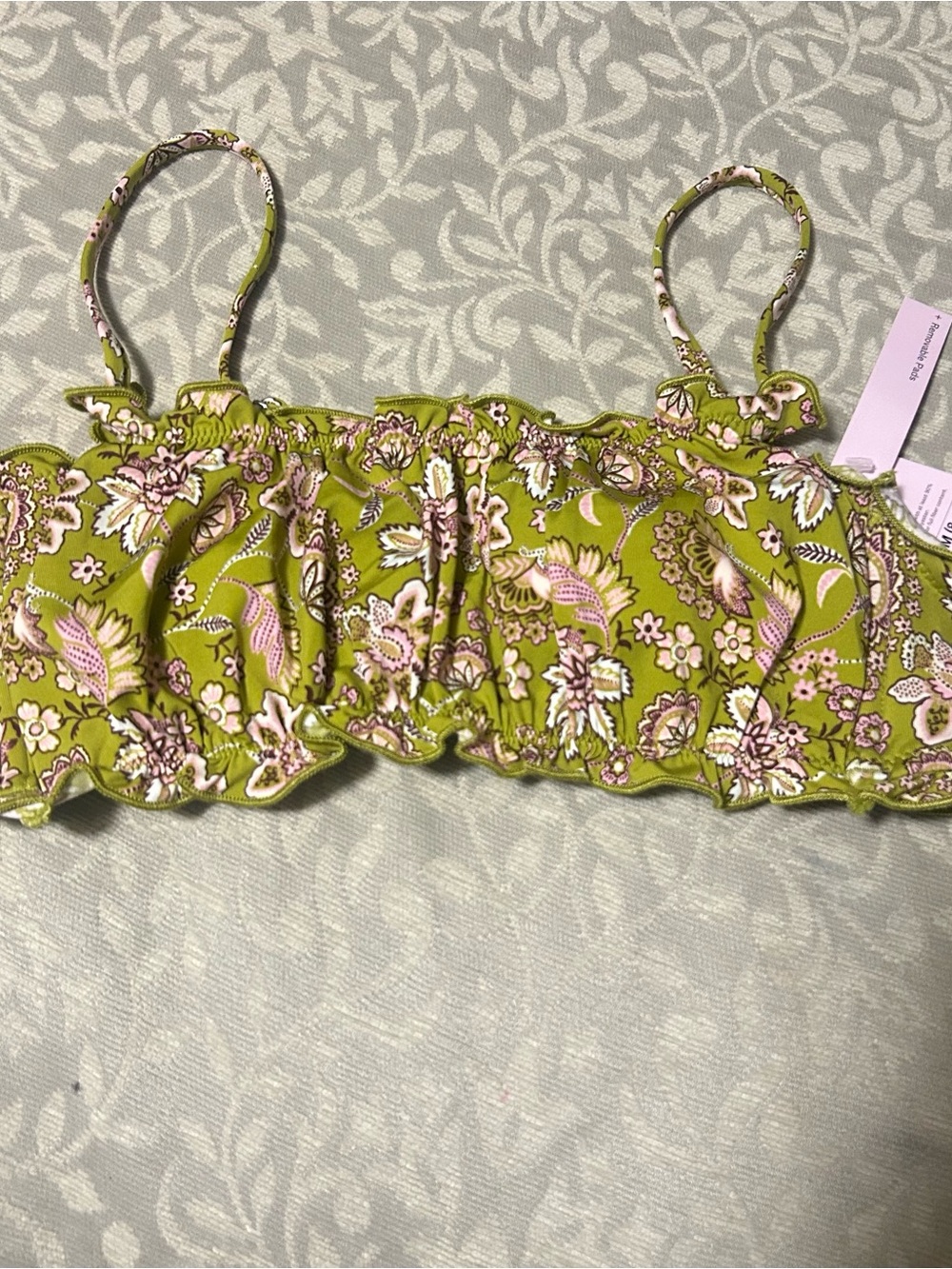wild fable Olive Green Paisley Ruffle Bikini Top